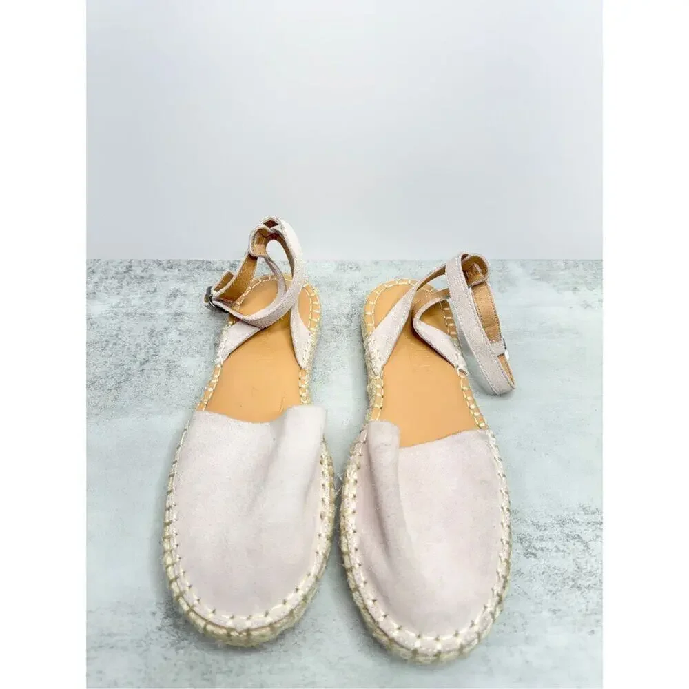 Splendid Espadrille Size 6 Pink‎ Leather Suede Ankle Strap Padded Round Toe Shoe
